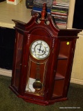 (LR) DSA QUARTZ WALL CLOCK WITH WESTMINSTER/WHITTINGTON CHIME. HAS PENDULUM. HAS 2 DOORS ON EITHER