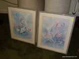 (LR) PAIR OF FRAMED AND MATTED PRINT OF FLOWERS BY T.C. CHIU? HAS COA'S ON BACK OF FRAMES. IN GRAY