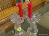 (DR) PAIR OF MARQUIS BY WATERFORD CRYSTAL ANGEL CANDLE HOLDERS WITH CANDLES: 4