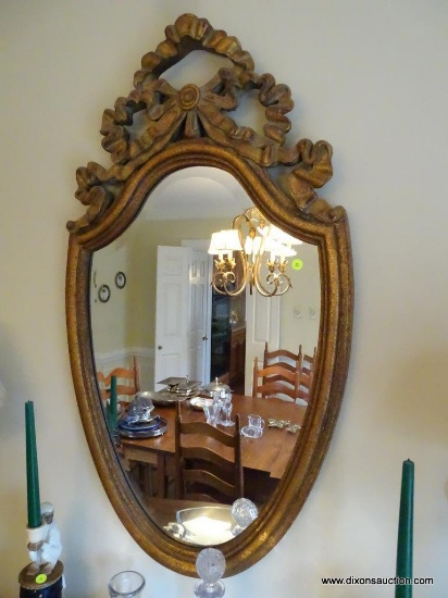 (DR) VINTAGE DECORATOR SHIELD MIRROR WITH 1" BEVELLED GLASS: 24"x44"
