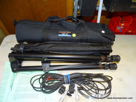(B1) BUDDIPOLE TRIPOD ANTENNA SYSTEM. CASE WITH TRIPOD AND CORDS. INSTRUCTIONS INCLUDED
