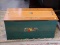(ROW 1) GREEN PAINTED AND MAPLE FRUIT PATTERNED TOY CHEST/STORAGE BOX: 30