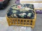 (ROW 1) 1 OF A PAIR OF RATTAN OTTOMANS WITH ORIENTAL STYLE CUSHIONS: 25