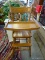(ROW 3) VINTAGE PRESSED BACK HIGH CHAIR WITH FOLD DOWN TRAY: 18