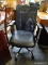 (ROW 4) ROLLING ADJUSTABLE LEATHER UPHOLSTERED OFFICE ARMCHAIR: 28
