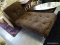 (ROW 6) MODERN BROWN SUEDE UPHOLSTERED ADJUSTABLE CHAISE LOUNGE WITH CHROME FEET: 65