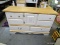 (ROW 6) WHITE PAINTED AND MAPLE 6 DRAWER AND 1 DOOR DRESSER IN A FLORAL THEME: 53.5