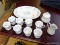 (ROW 6) 11 PIECES OF CROWN MING CHINA: 8 CUPS, CREAM, SUGAR, AND SERVING TRAY. WOULD BE GREAT FOR