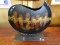 (ROW 2) MODERN DESIGNER STYLE CERAMIC VASE ON METAL CHARGER STYLE STAND