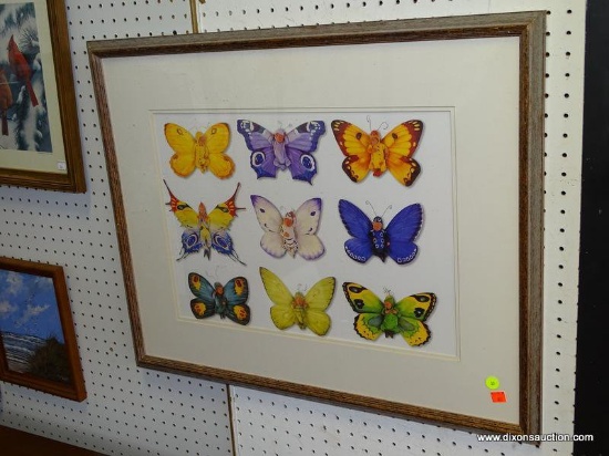 (ROW 2) FRAMED AND DOUBLE MATTED PRINT BY ANNE GEDDES "BUTTERFLY BABIES": 30"x24"