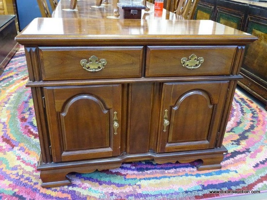 (ROW 2) BASSETT FURNITURE CO. 2 DRAWER OVER 2 DOOR SERVER: 42"x18"x33". DELIVERY IS AVAILABLE ON