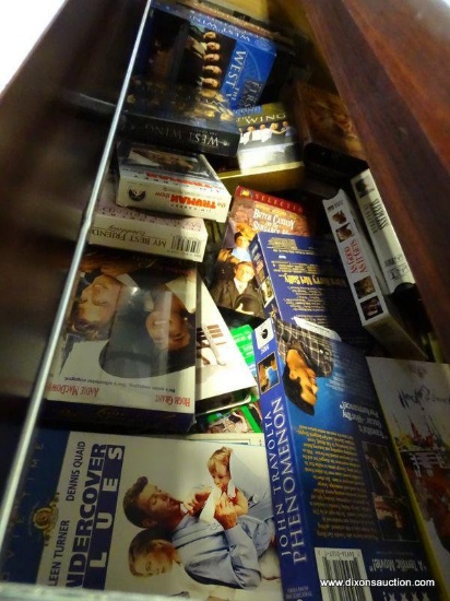 (ROW 2) DRAWER LOT OF VHS TAPES: INDIANA JONES AND THE TEMPLE OF DOOM. INDIANA JONES AND THE LAST