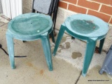 (OUT) PAIR OF GREEN VINYL PATIO END TABLES: 18