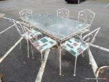 (OUT) IRON AND GLASS TOP PATIO TABLE: 31