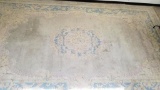 (ROW 1) ORIENTAL AREA RUG IN GREEN AND CREAM: 14' 3