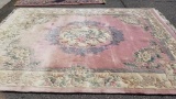 (ROW 1) HAND KNOTTED ORIENTAL SCULPTED RUG IN ROSE AND CREAM: 11' 6