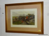 (ROW 1) FRAMED AND MATTED HUNT SCENE PRINT TITLED 