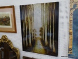 (ROW 1) PRINT ON CANVAS OF A FOREST. SIGNED LANGE: 40
