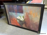 (ROW 1) FRAMED OIL ON BOARD OF A STILL LIFE OF FLOWERS AND VASES. IN BLACK FRAME: 40