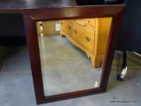 (ROW 3) CHERRY FRAMED AND BEVELED GLASS MIRROR: 23