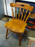 (ROW 5) OAK PLANK BOTTOM SIDE CHAIR: 17