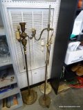(ROW 5) LOT OF 2 ADJUSTABLE ARM FLOOR LAMPS. INCLUDES A 3 ARM BRASS FLOOR LAMP.