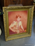 (ROW 6) VINTAGE GOLD GILT PICTURE FRAME WITH A PHOTO OF A BOY SCOUT: 23