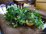 (ROW 6) LOT OF 2 ARTIFICIAL IVY PLANTS IN HANGING WOVEN PLANTERS