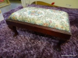 (ROW 6) MAHOGANY AND UPHOLSTERED QUEEN ANNE STOOL: 17