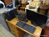 (ROW 6) GATEWAY AMD E1 TOWER COMPUTER WITH KEYBOARD, WIRES, AND ACER MONITOR
