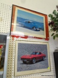 (ROW 6) 2 CAR PRINTS: 1 OF A 1957 CHEVY BEL AIR AND 1 OF A 1963 CORVETTE.