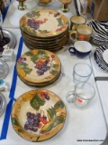 (TABLE ROW 1) 13 PIECES OF CERTIFIED INTERNATIONAL CHINA IN THE TUSCANY PATTERN: 1 BOWL, 3 DESSERT
