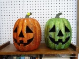 (TABLE ROW 2) PAIR OF FOAM AND GLITTER PAINTED PUMPKINS