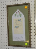 (TABLE ROW 3) FRAMED AND MATTED HAPPY BIRTHDAY PRINT IN SILVER FRAME: 9