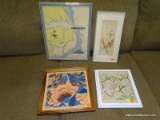 (ROW 2) LOT OF 4 FRAMED ITEMS: 1 CROSS-STITCH OF NAGS HEAD, NC: 15