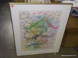 (ROW 2) FRAMED AND MATTED ABSTRACT WATERCOLOR IN GOLD TONED FRAME: 31