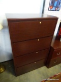 (ROW 2) NATIONAL OFFICE FURNITURE CO. CHERRY FINISHED 4 DRAWER LATERAL FILING CABINET: