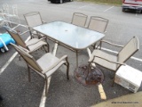 (OUT) ALUMINUM AND PLEXIGLASS TOP PATIO TABLE: 40