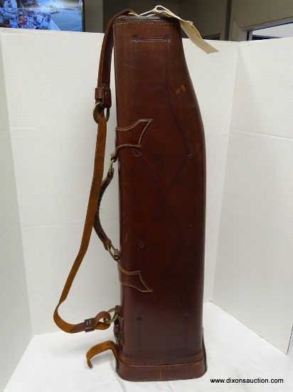 VINTAGE LEATHER REDHEAD LEG O MUTTON TAKE DOWN CASE. 28'' LONG