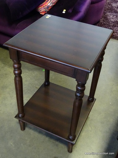 (ROW 2) SIDE TABLE WITH FOUR LEGS AND LOWER PLATFORM, 27.5"x18"x18"