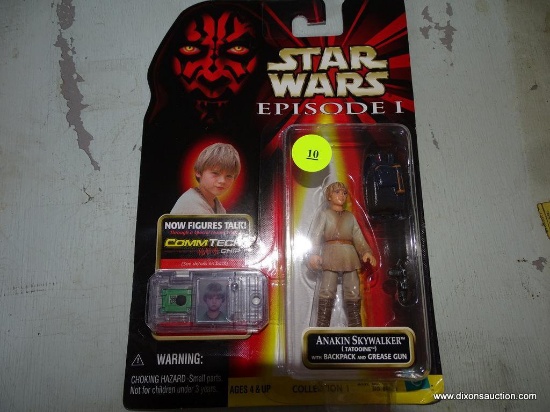 (FRONT, LEFT SIDE, UNDER TABLE) STAR WARS EPISODE 1- ANAKIN SKYWALKER FIGURINE WITH COMTECH CHIP, BY