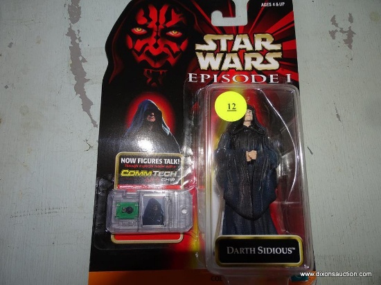 (FRONT, LEFT SIDE, UNDER TABLE) STAR WARS EPISODE 1- DARTH SIDEOUS FIGURINE WITH COMTECH CHIP, BY