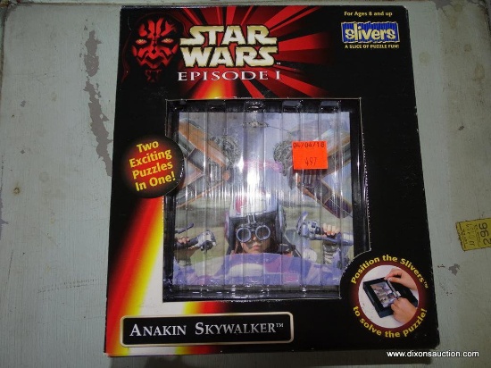 (FRONT, LEFT SIDE, UNDER TABLE) STAR WARS EPISODE 1 PUZZLE BY SLIVERS- ANAKIN SKYWALKER, NEW IN BOX