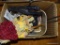 (SEC4 FLOOR) BOX LOT: GRILL BASKET. SMALL SCARECROW. TIRE IRON. AND MORE!
