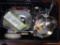 (UNDR TBL SEC2 L) LARGE TUB LOT: FRENCH FRY MAKER, GOOD GRIPS COLANDER, COFFEE POT, BRAND NEW T-FAL