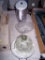 (TBL SEC3 R) LOT OF MISC.: WATER FILTER PITCHER. ETCHED GLASS CHEESE DOME. PRESSED GLASS BASKET. AND