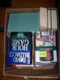 (SEC3, UNDER TABLE) BOX LOT OF HARDBACK BOOKS IN CARDBOARD CROWN ROYAL BOX