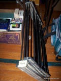 (SEC3, UNDER TABLE) BLACK METAL RACK FOR DRYING LAUNDRY, HANGING PLANTS, ETC, FOLDS FLAT, APPROX 30