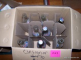 (SEC3, UNDER TABLE) LOT OF 8 VINTAGE GLASS PEPSI-COLA BOTTLES IN CARDBOARD BOX