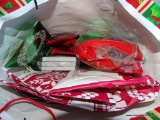 (SEC4, FLOOR) LOT OF 3 BAGS OF ASSORTED HOLIDAY GIFT BAGS, BOWS, TAGS, AND GIFT WRAP